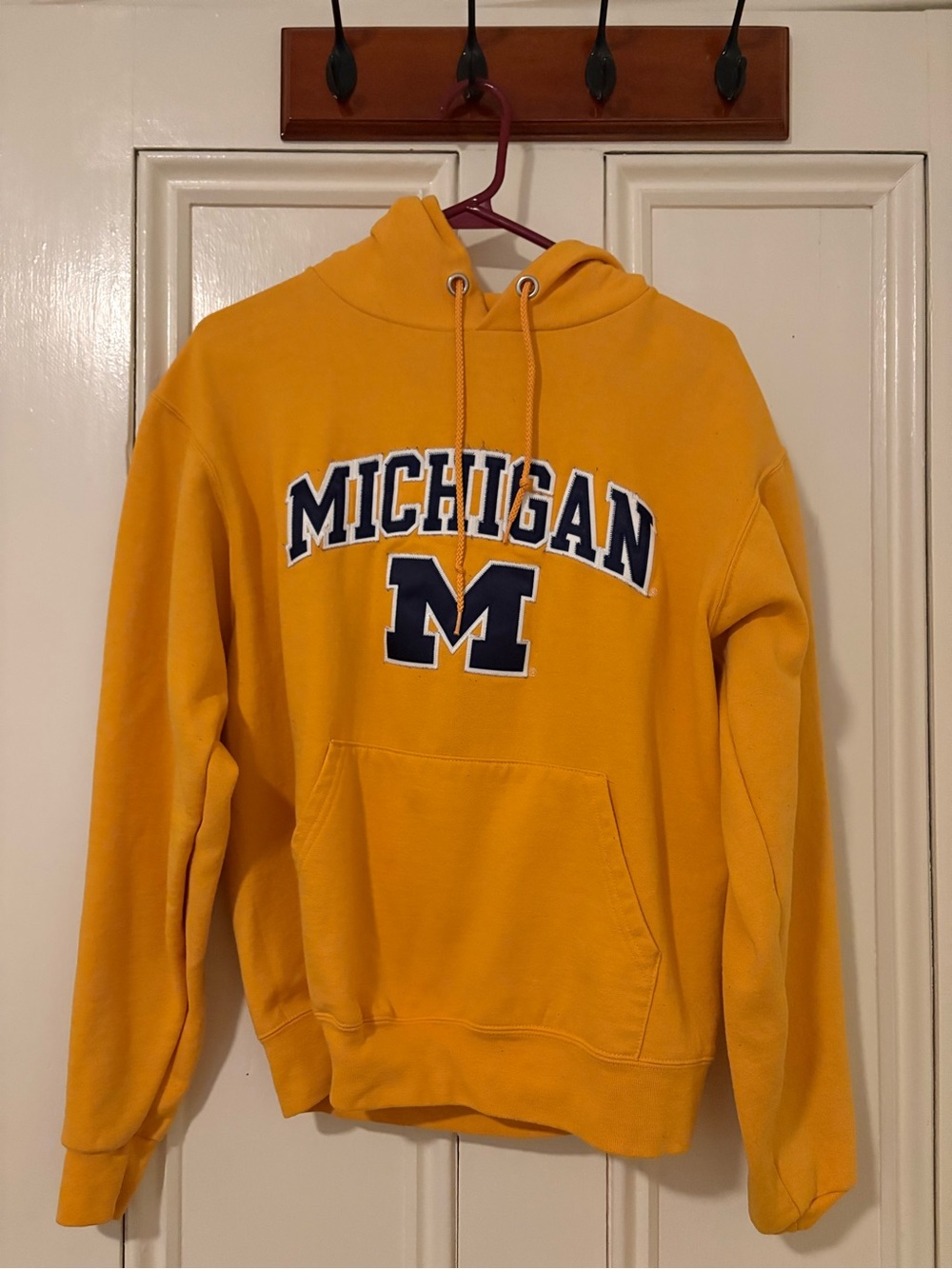 Champion Michigan Yellow Pullover Hoodie with Navy Logo